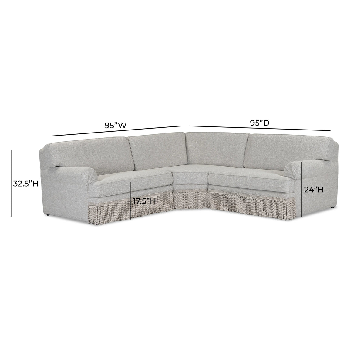 Yvette 3-Piece Warm Grey Performance Boucle L-Sectional