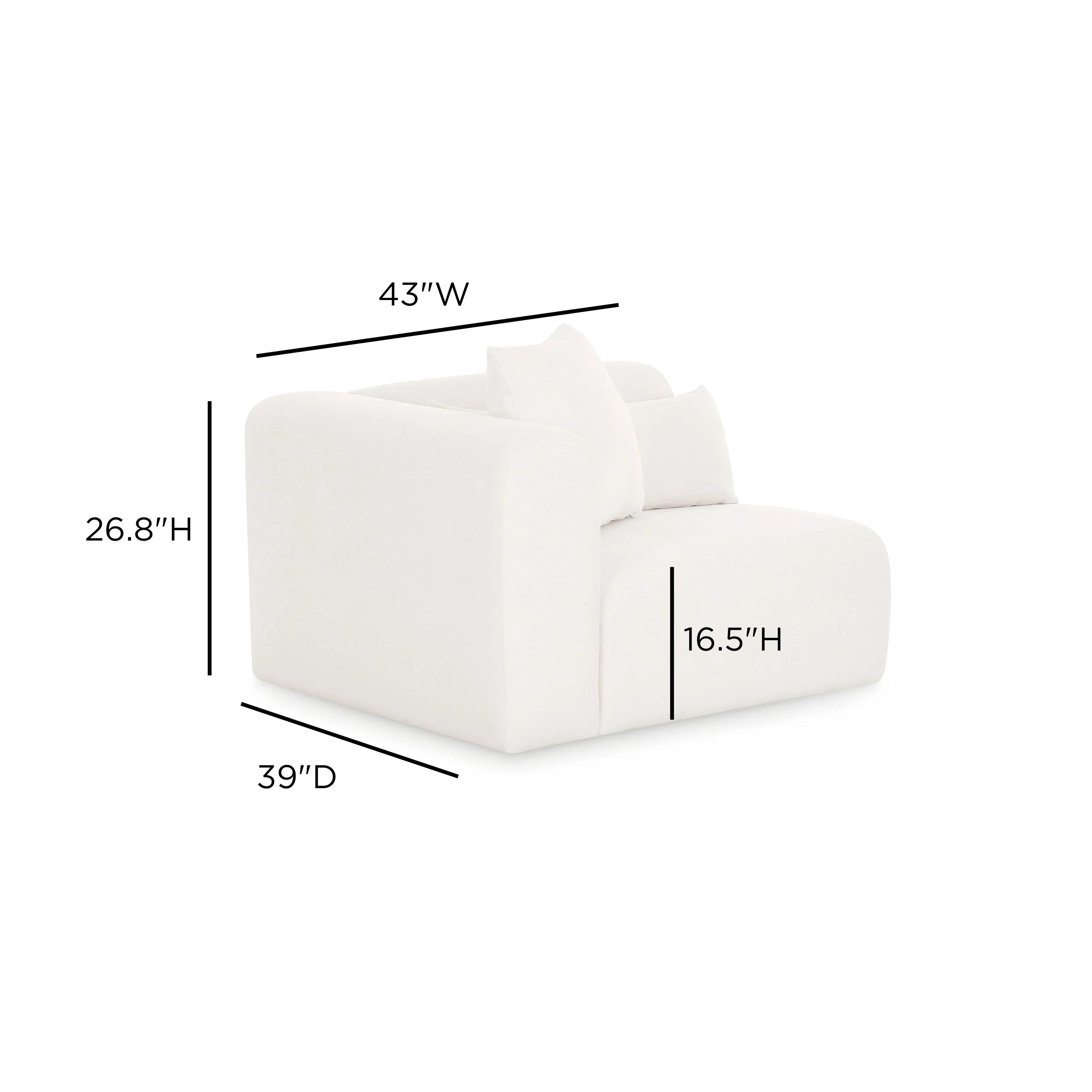 Tarra Cream Performance Chenille Modular Corner Chair