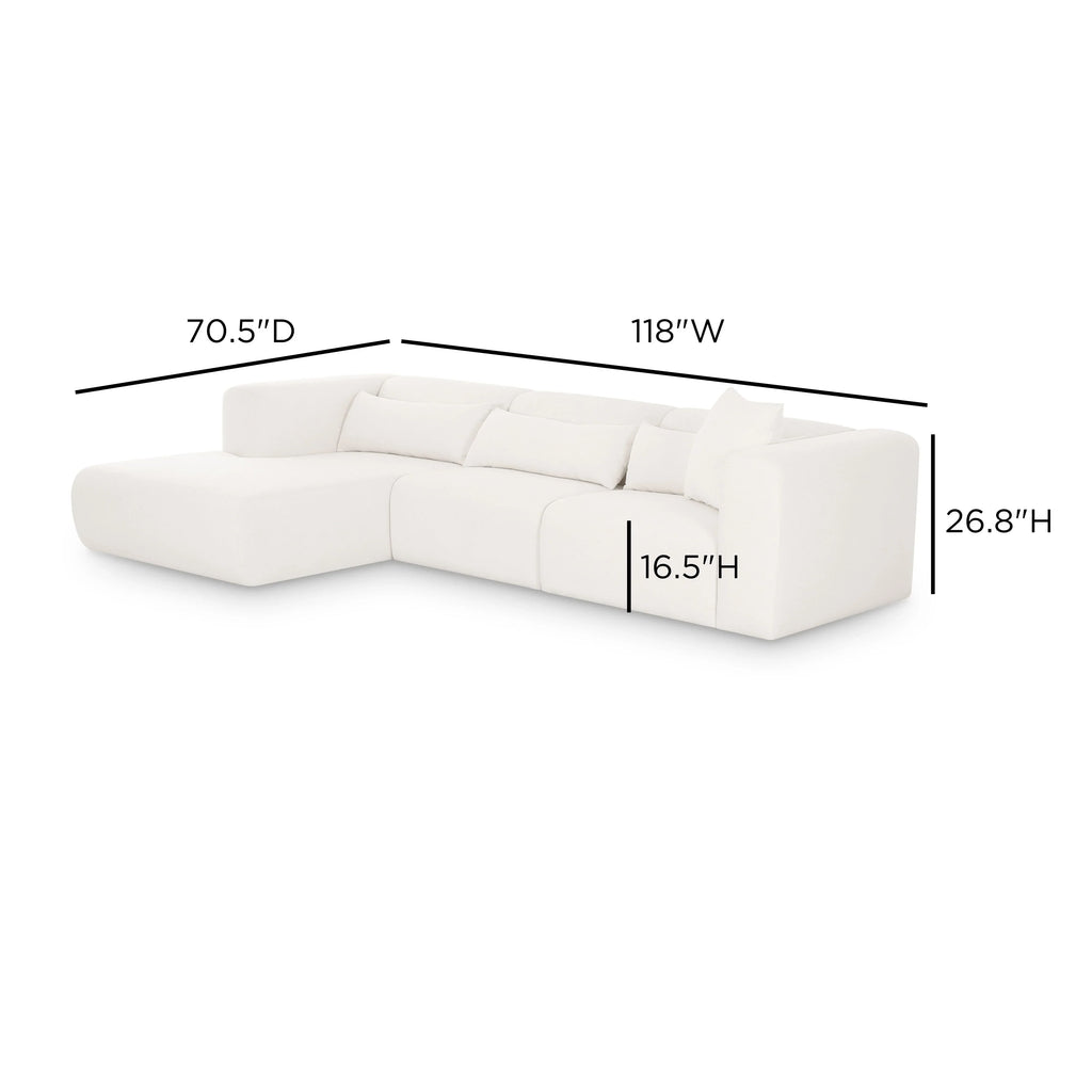 Tarra 3-Piece Cream Performance Chenille Modular Sectional
