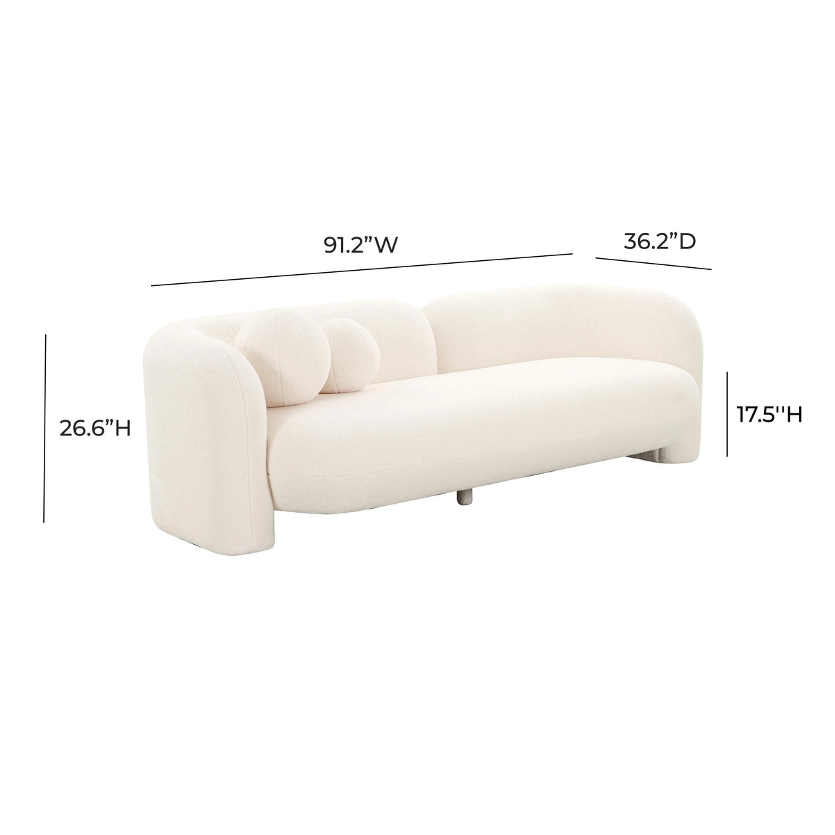 Amelie 91" Contract-Grade Faux Fur Sofa