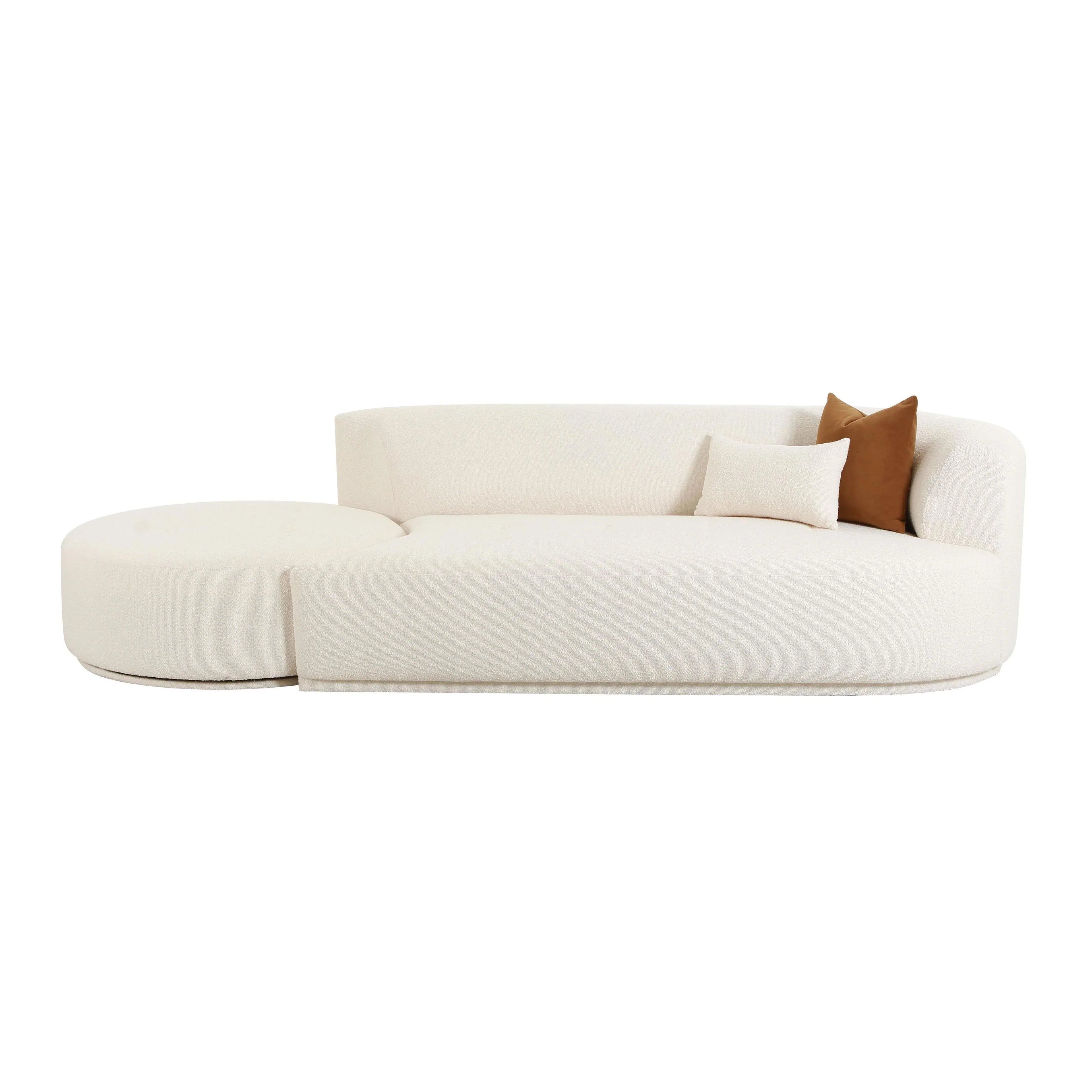 Fickle 112" 2-Piece Cream Performance Boucle Chaise Modular Sofa