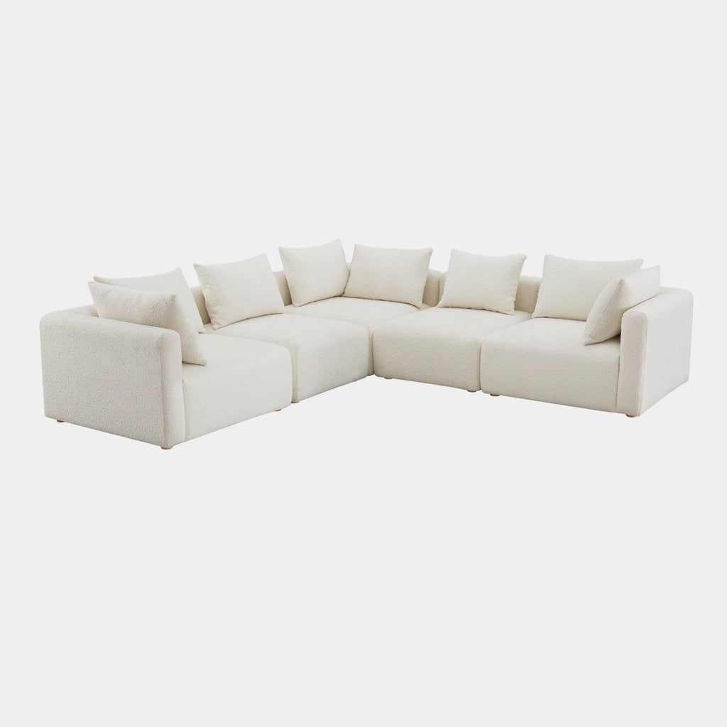 Hangover 5-Piece Cream Performance Boucle Modular L-Sectional