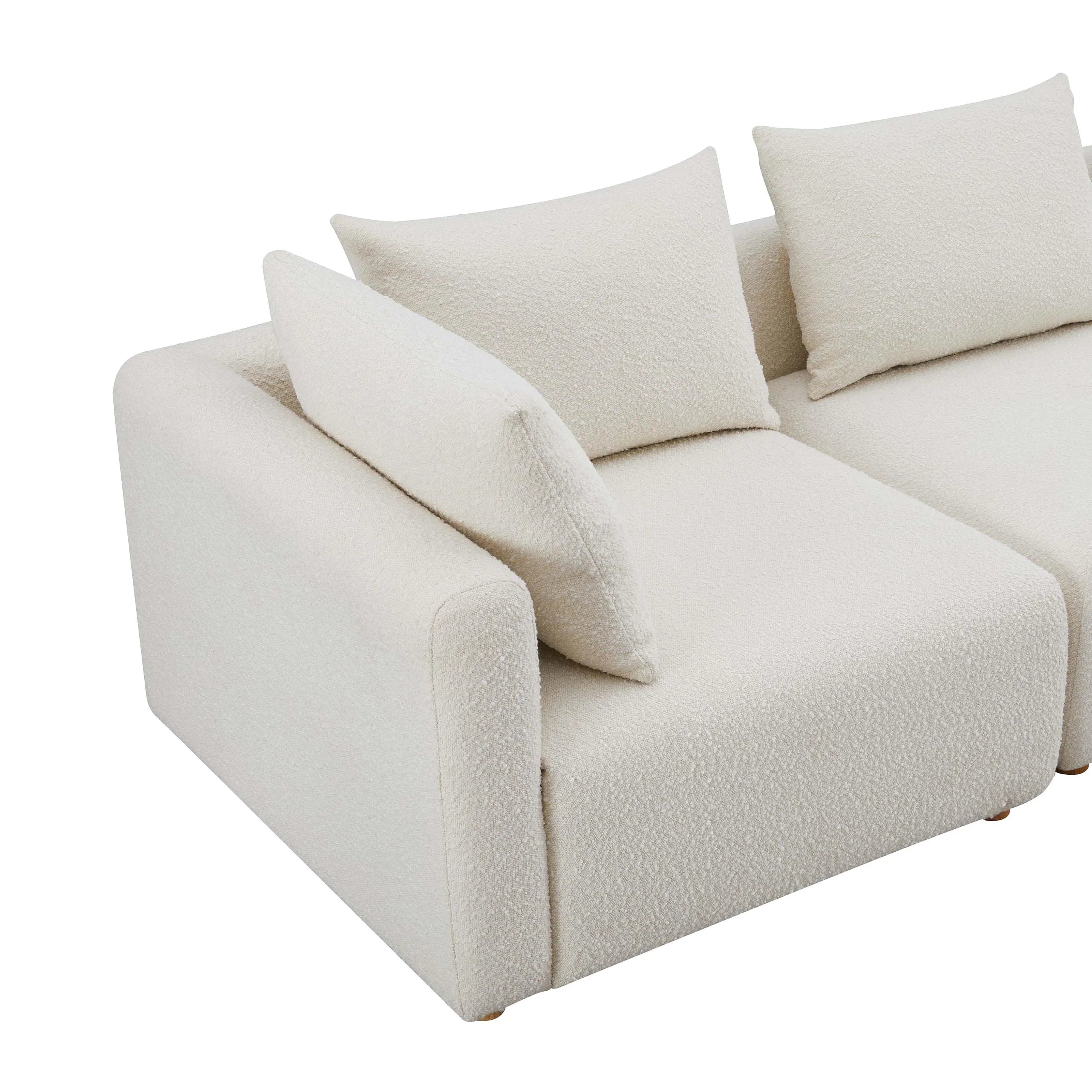Hangover 5-Piece Cream Performance Boucle Modular L-Sectional