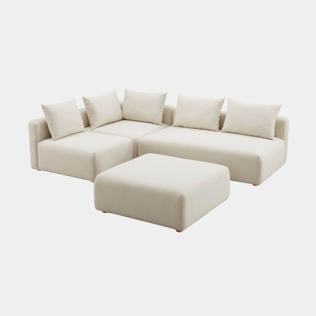 Hangover 4-Piece Cream Performance Linen Modular Chaise Sectional