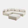 Hangover 4-Piece Cream Performance Linen Modular Chaise Sectional