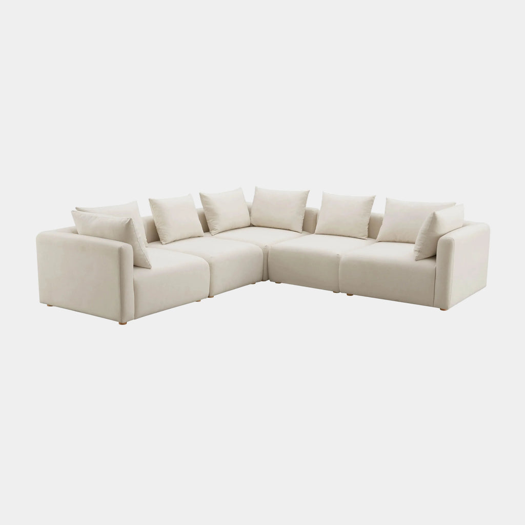 Hangover 5-Piece Cream Performance Linen Modular L-Sectional