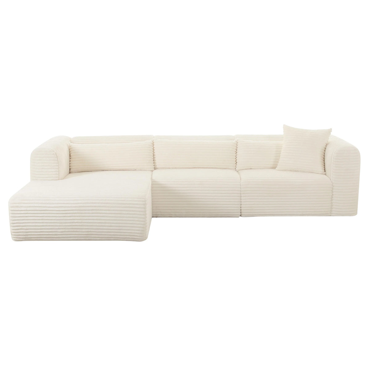 Tarra 3-Piece Fluffy Oversized Performance Corduroy Modular L-Shaped Sectional