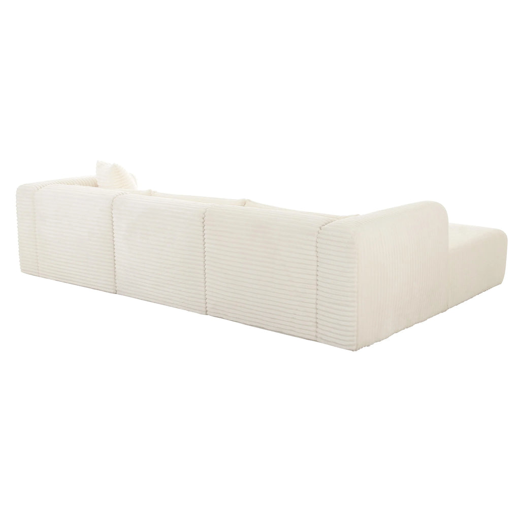 Tarra 3-Piece Fluffy Oversized Performance Corduroy Modular L-Shaped Sectional