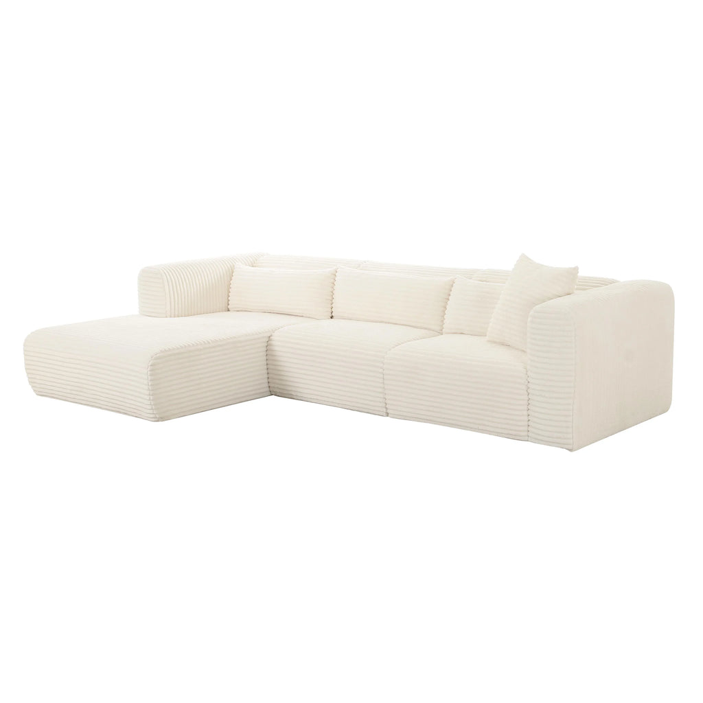 Tarra 3-Piece Fluffy Oversized Performance Corduroy Modular L-Shaped Sectional