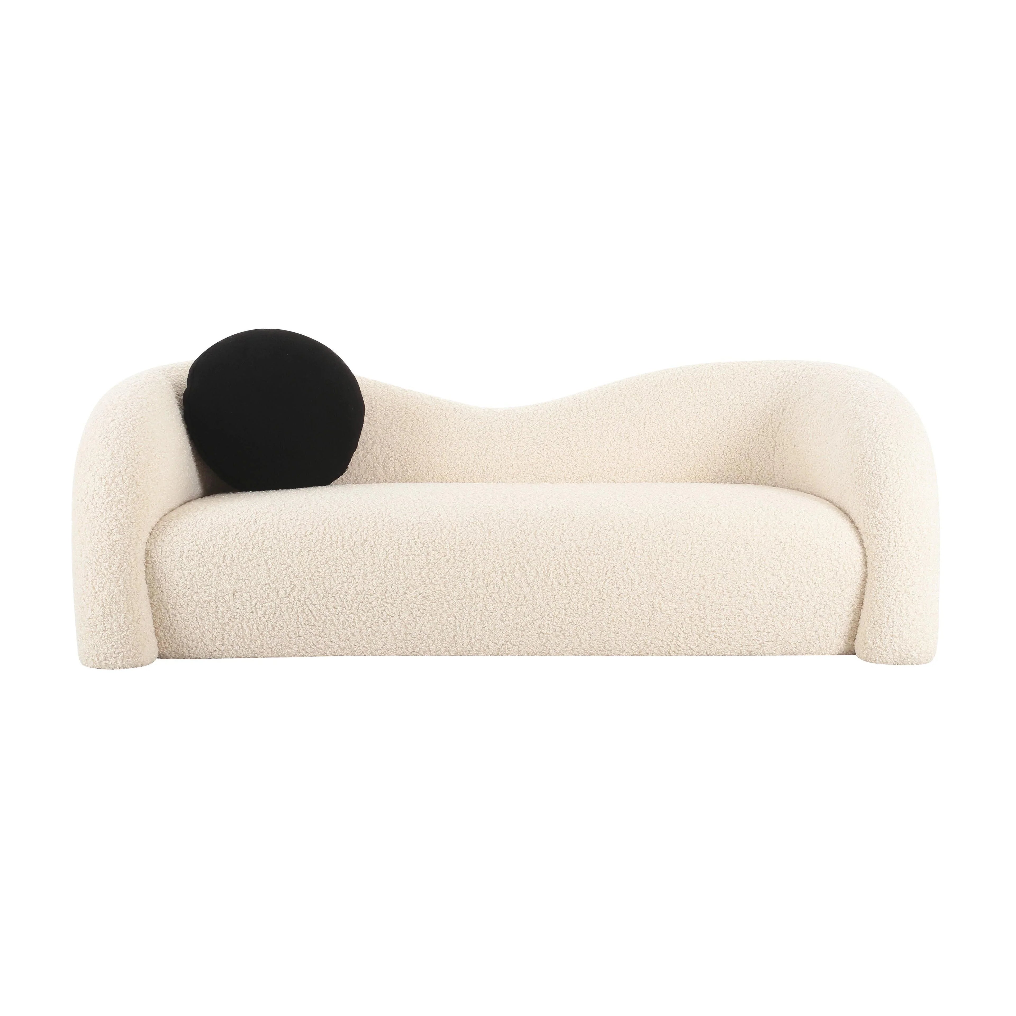 Leonie 84" Beige Faux Shearling Sofa