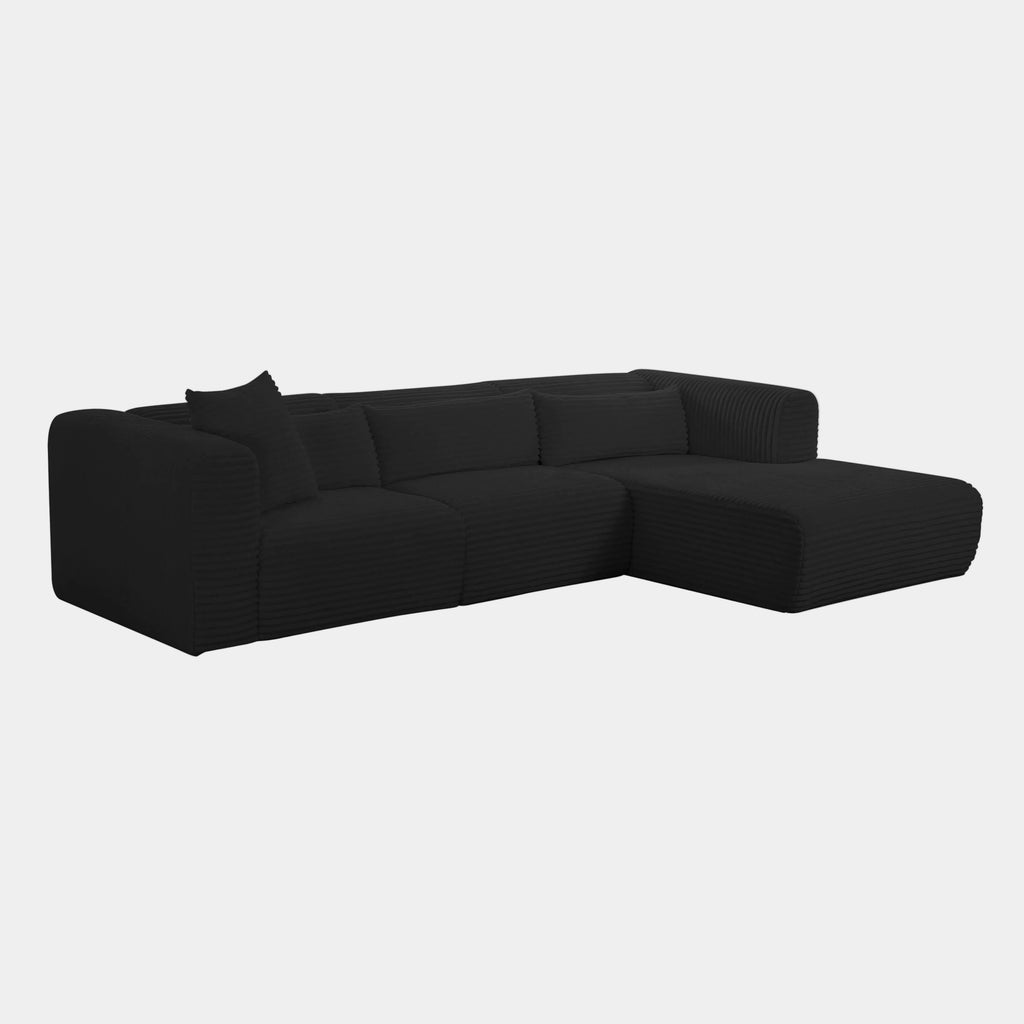 Tarra 3-Piece Fluffy Oversized Performance Corduroy Modular L-Shaped Sectional