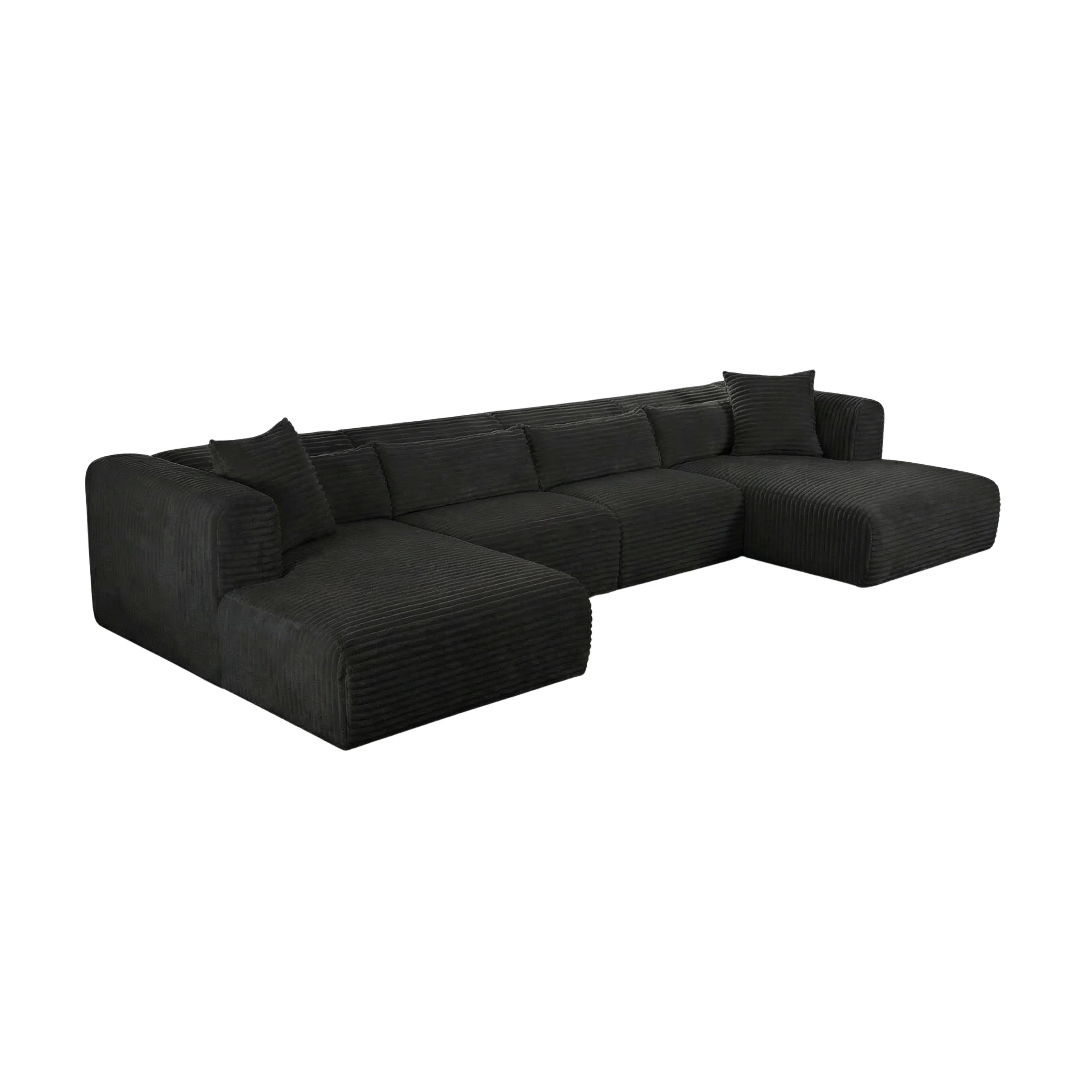 Tarra 4-Piece Fluffy Oversized Performance Corduroy Modular U-Sectional