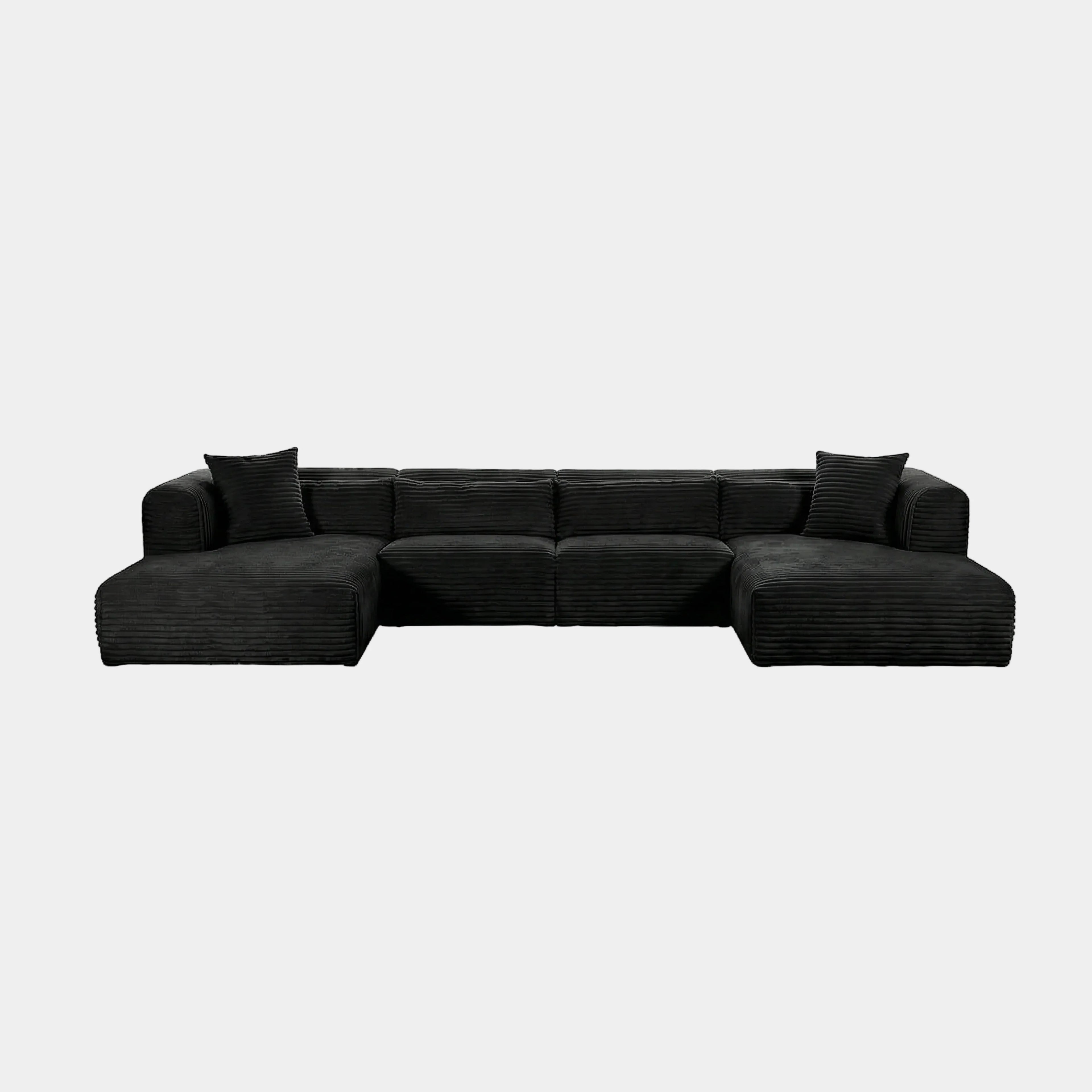 Tarra 4-Piece Fluffy Oversized Performance Corduroy Modular U-Sectional