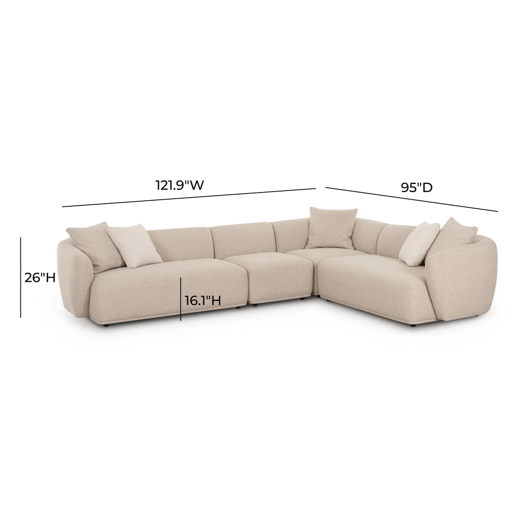 Sylvie 4-Piece Cream Performance Boucle Sectional