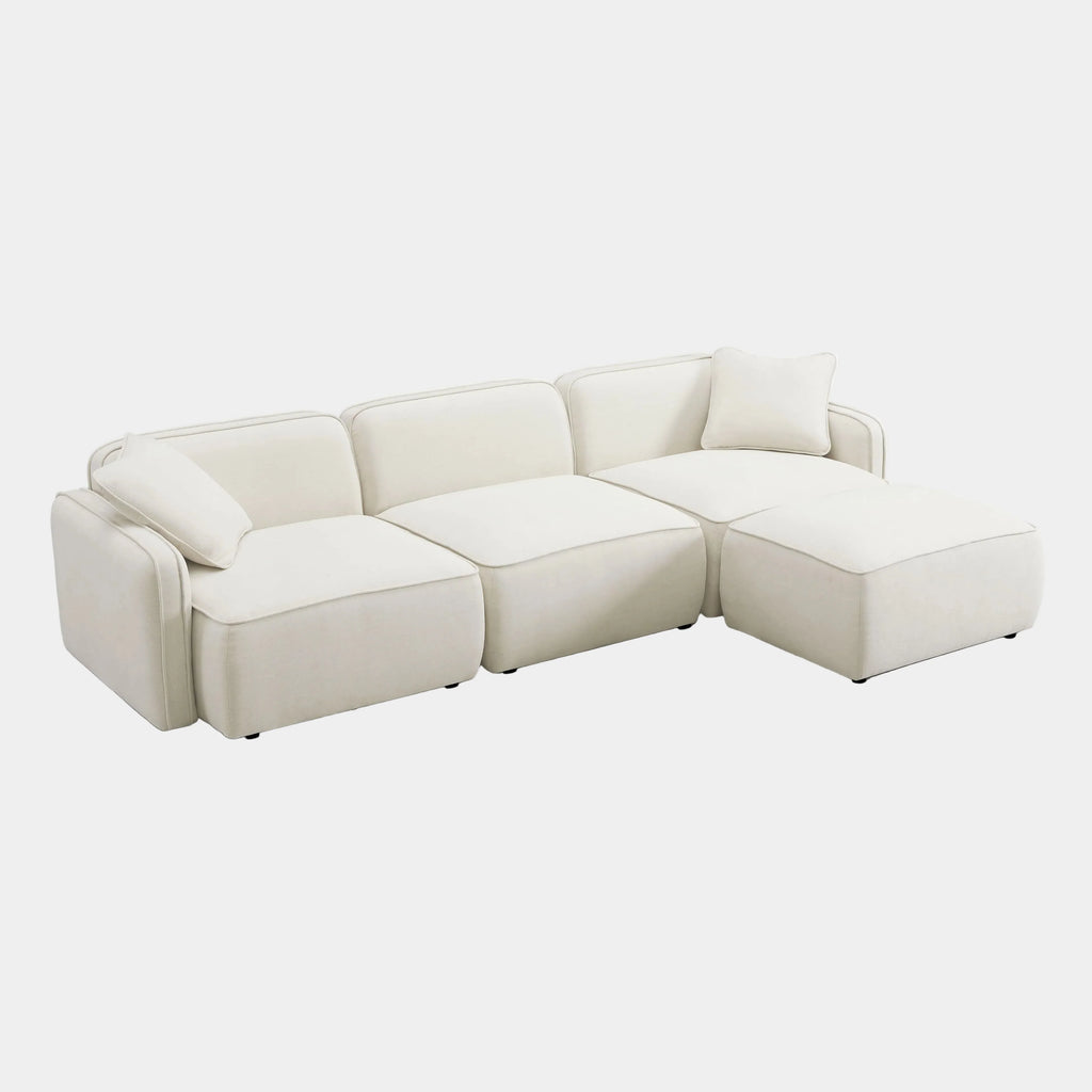 Travie 4-Piece Sand Upcycled Performance Linen Modular Sectional