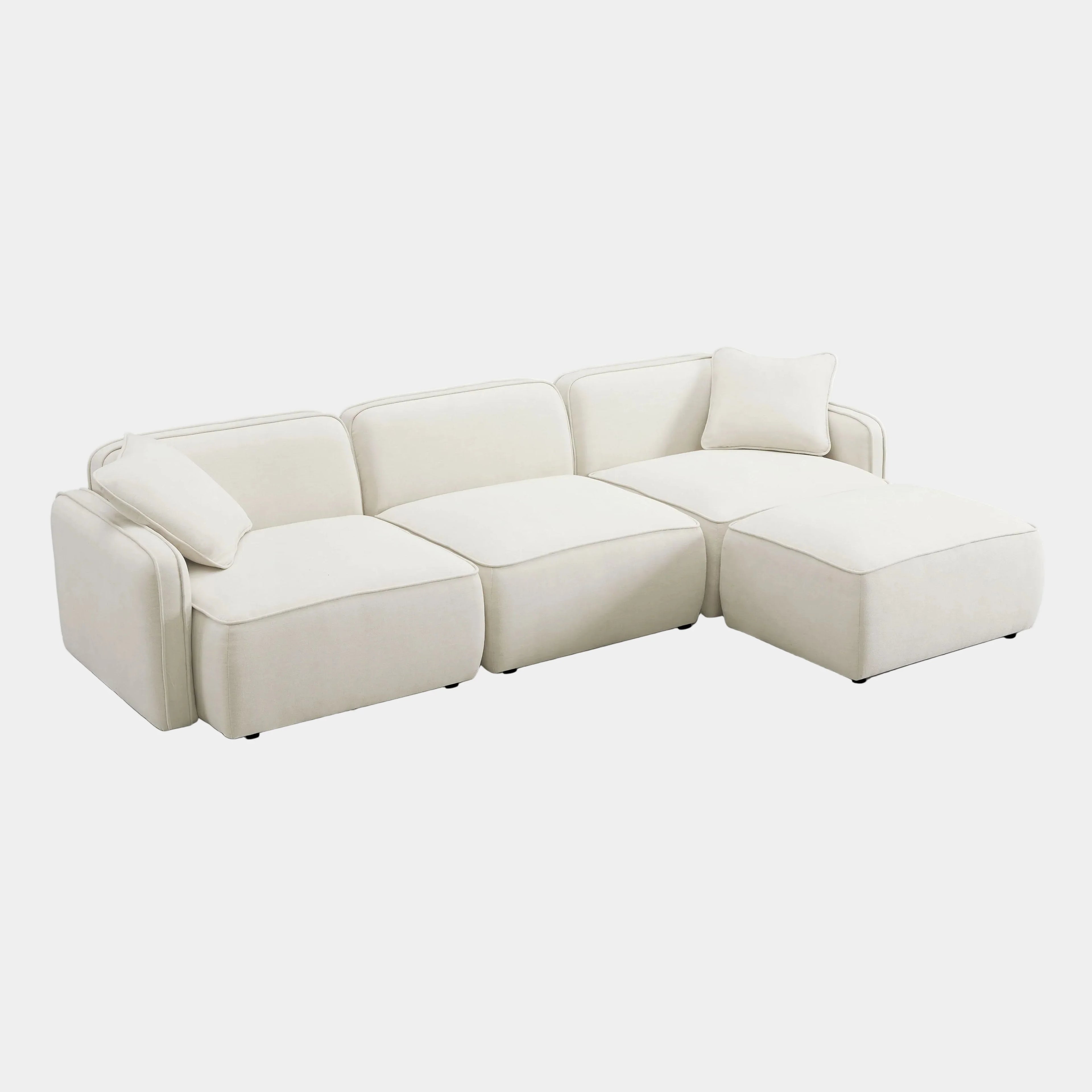 Travie 4-Piece Sand Upcycled Performance Linen Modular Sectional