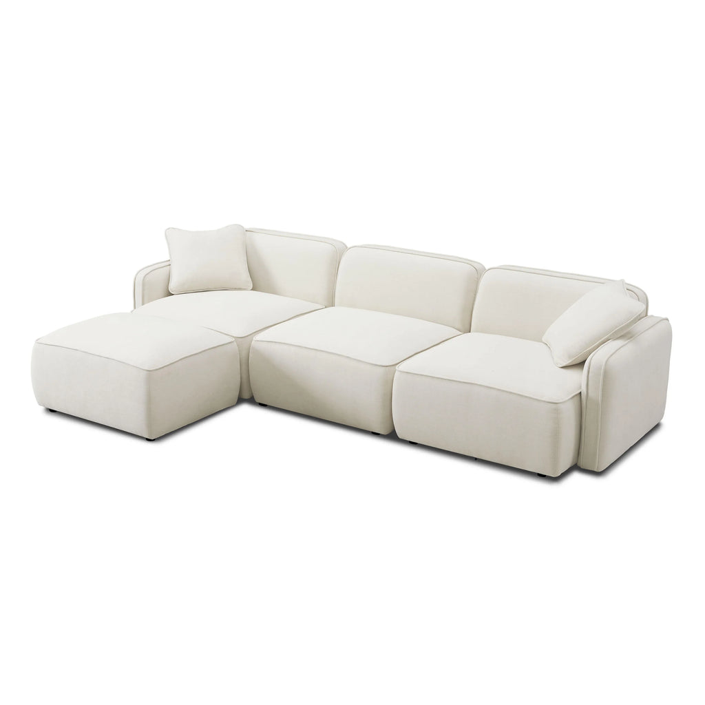 Travie 4-Piece Sand Upcycled Performance Linen Modular Sectional