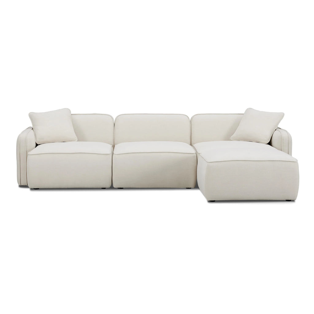 Travie 4-Piece Sand Upcycled Performance Linen Modular Sectional