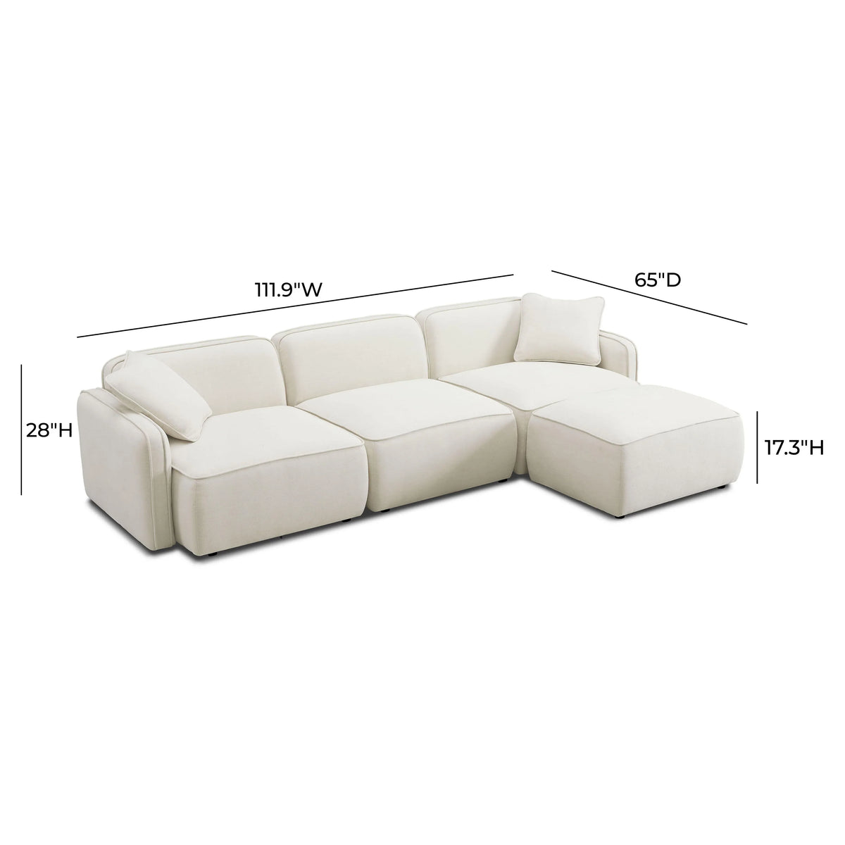 Travie 4-Piece Sand Upcycled Performance Linen Modular Sectional
