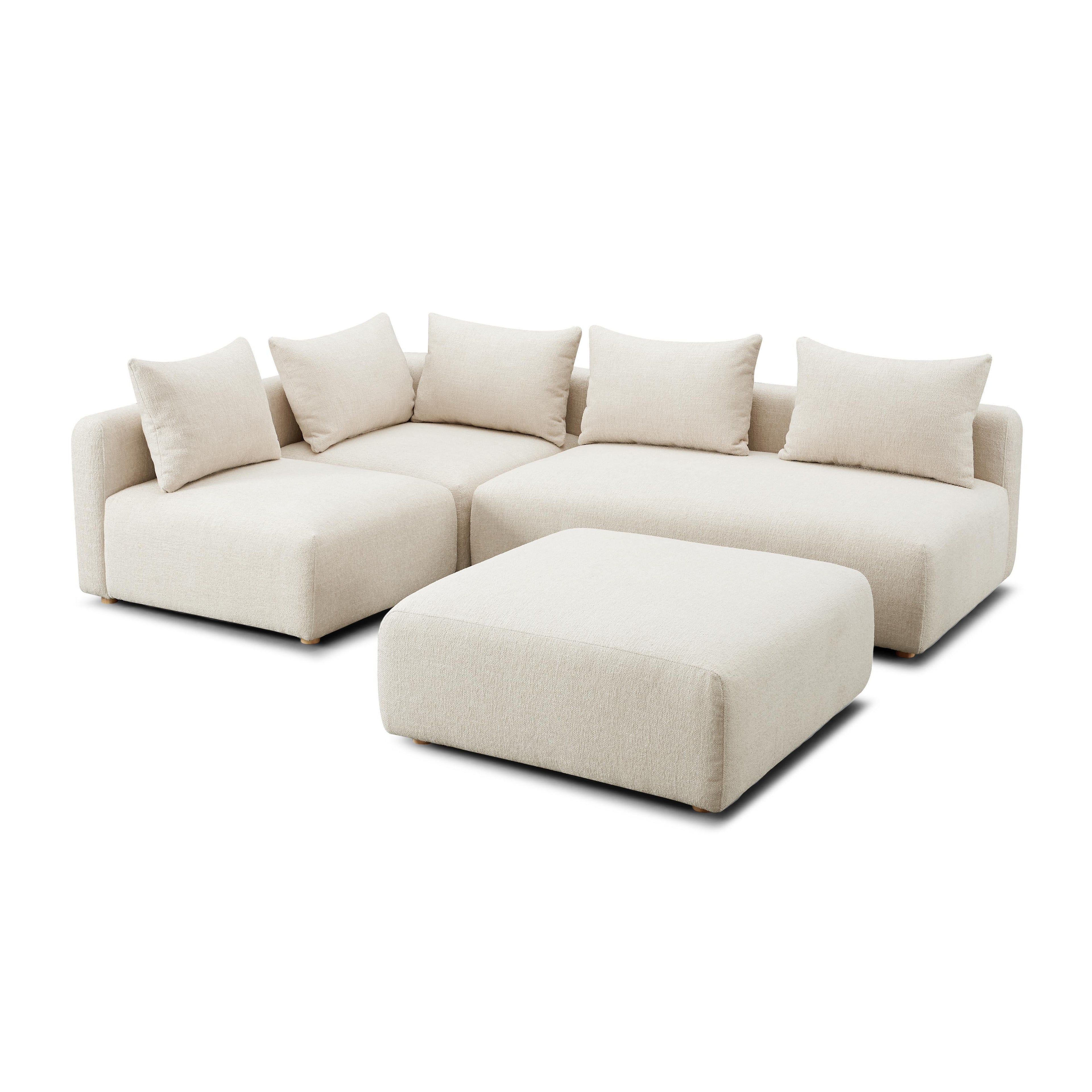 Hangover 4-Piece Contract-Grade Textured Fabric Modular Chaise Sectional