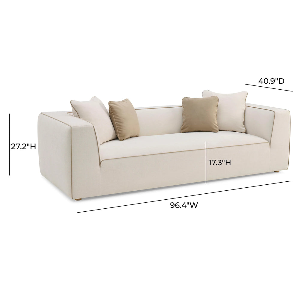 Tristine 96" Cream Contract-Grade Linen Sofa