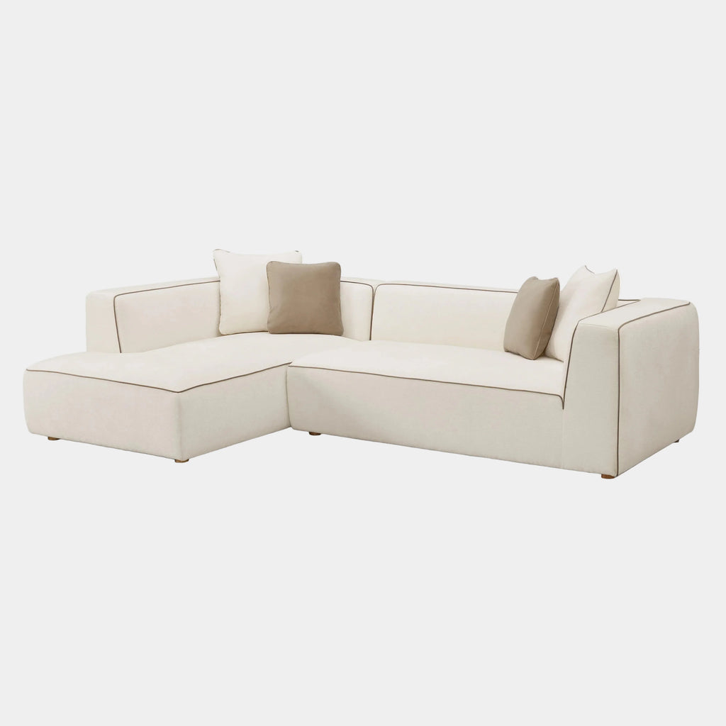 Tristine 2-Piece Cream Contract-Grade Linen L-Shaped Sectional