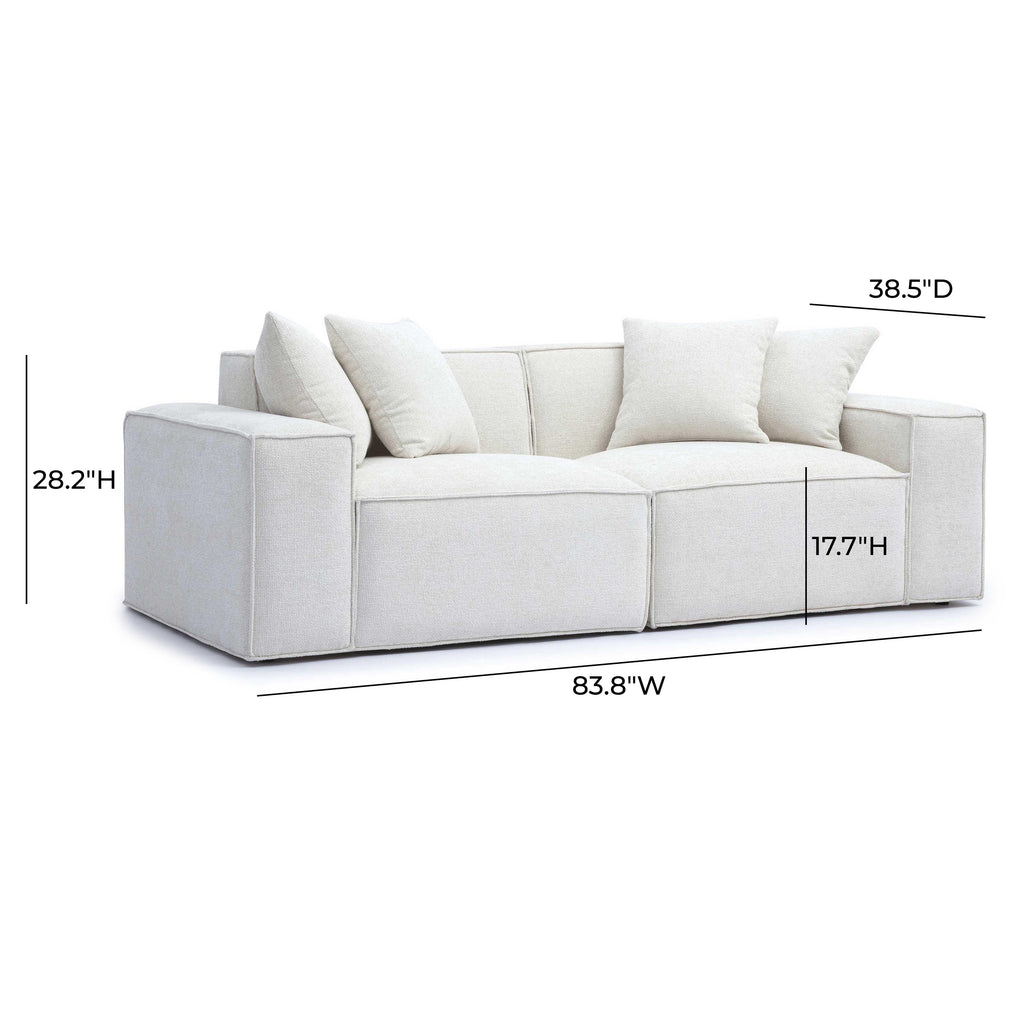 Mindy 84" Performance Chenille Basketweave Modular Loveseat