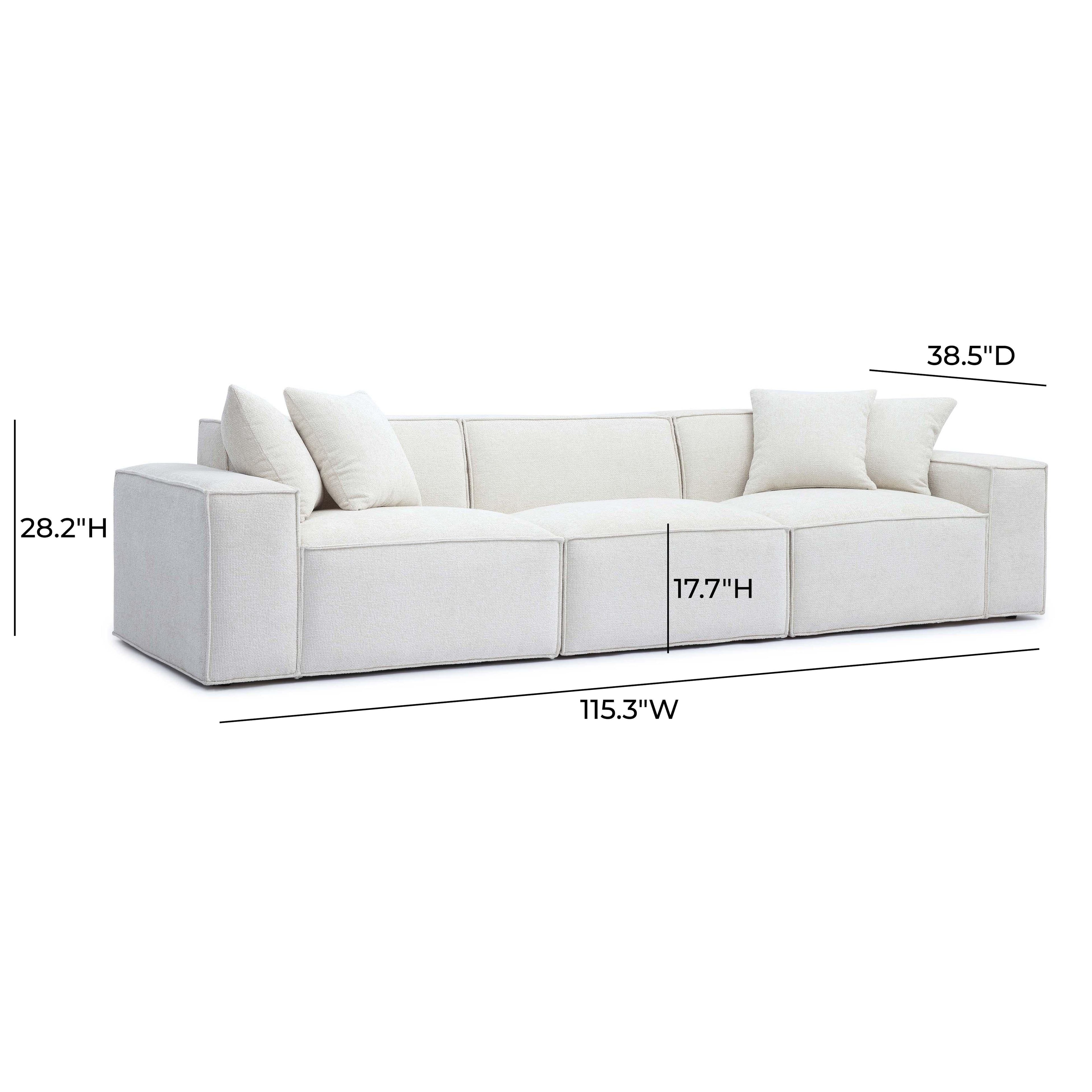 Mindy 115" Performance Chenille Basketweave Modular Sofa