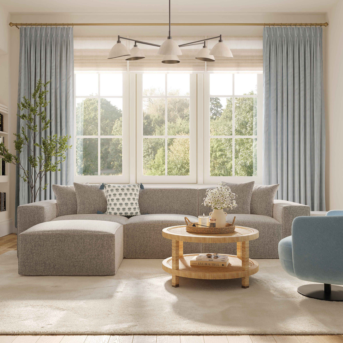 Mindy 4-Piece Performance Chenille Basketweave Modular Sectional