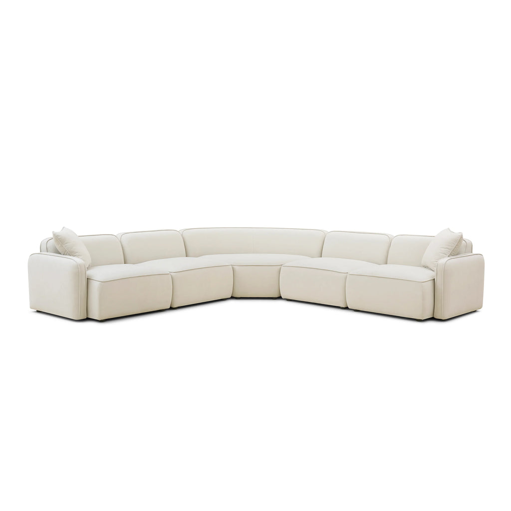 Travie 5-Piece Sand Upcycled Performance Linen Modular Large L-Sectional