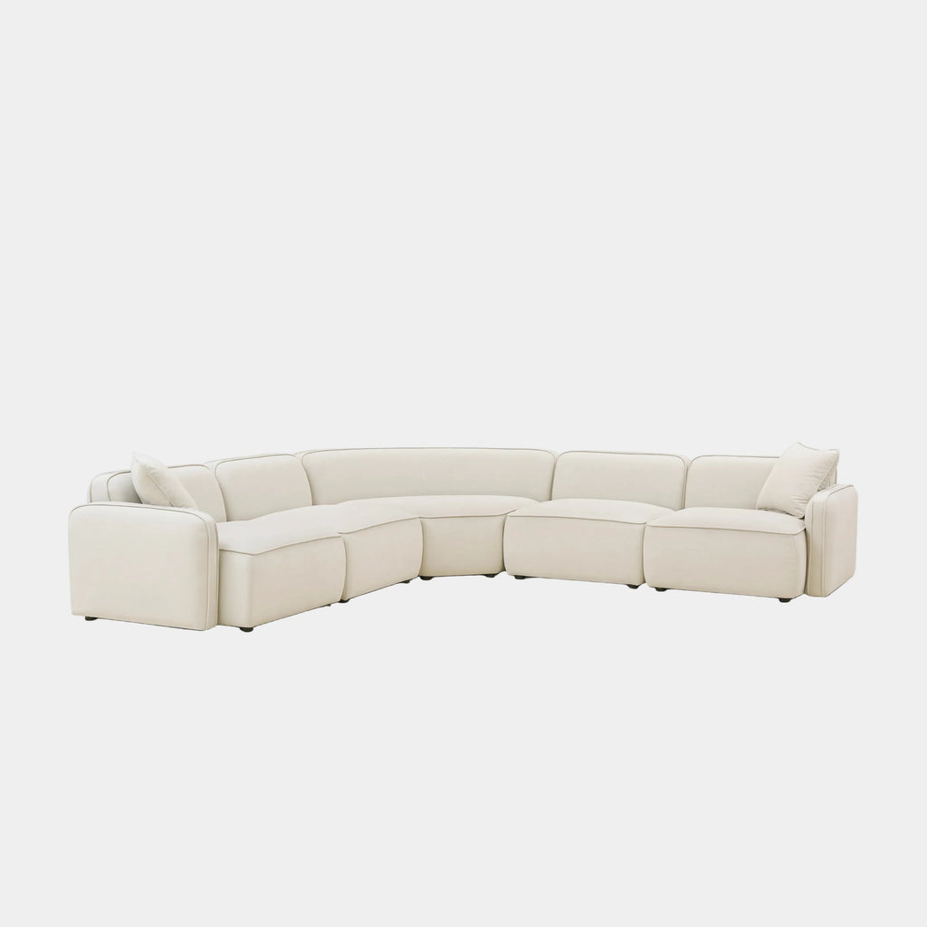 Travie 5-Piece Sand Upcycled Performance Linen Modular Large L-Sectional