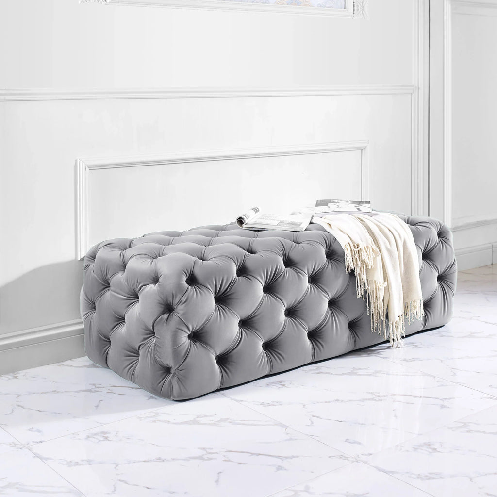 Kaylee 49" Performance Velvet Tufted Jumbo Ottoman