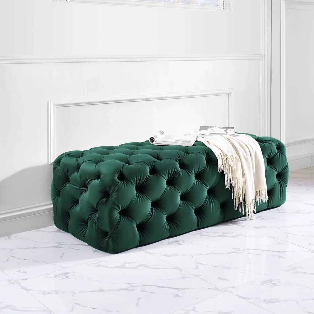 Kaylee 49" Performance Velvet Tufted Jumbo Ottoman