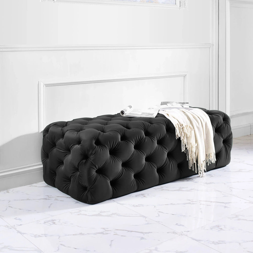 Kaylee 49" Performance Velvet Tufted Jumbo Ottoman