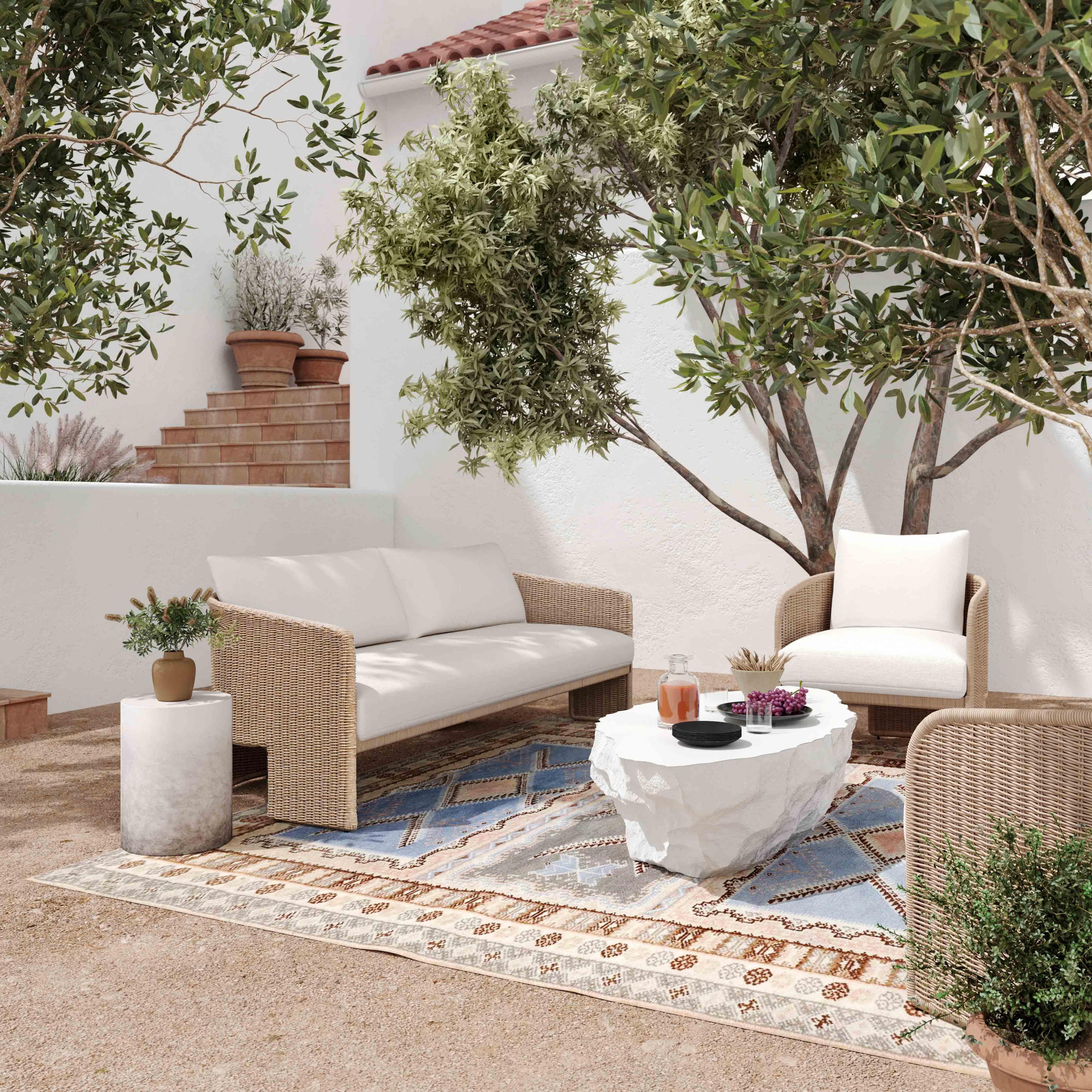 Alexa Rattan Performance Fabric Outdoor Armchair