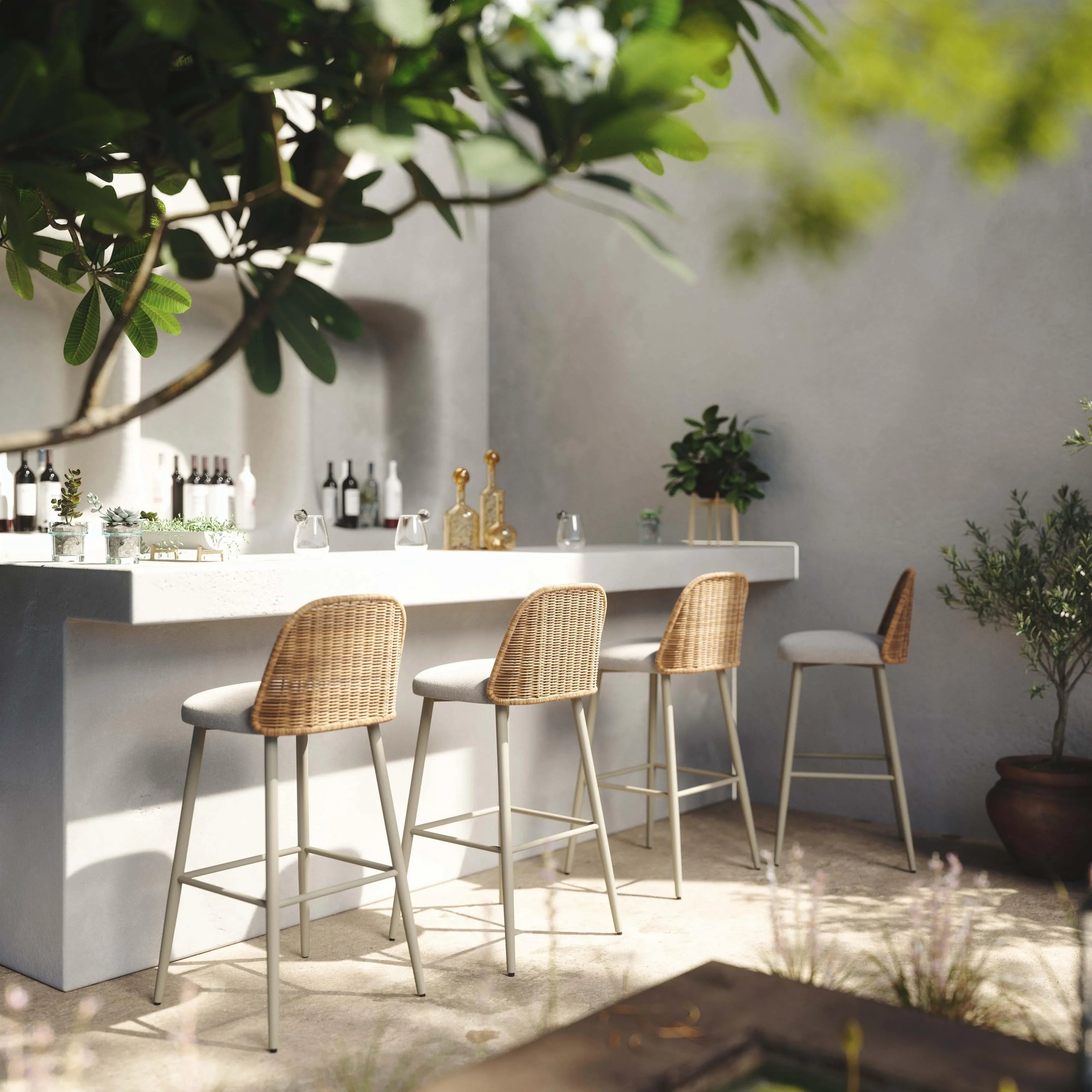 Alexa Performance Fabric Outdoor Stool