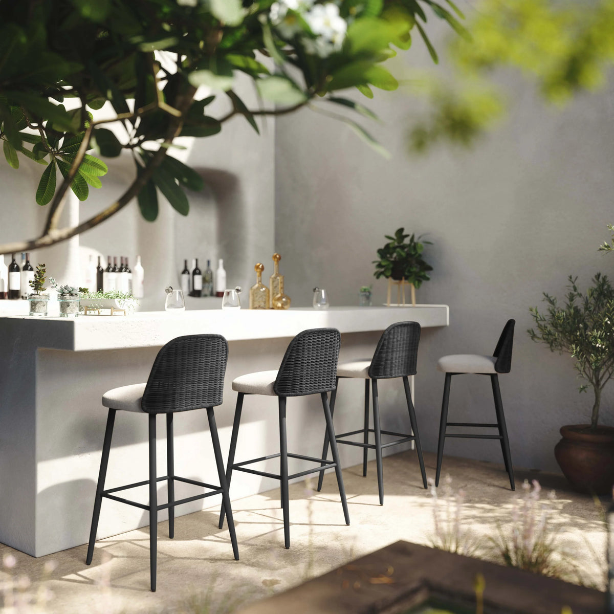 Alexa Performance Fabric Outdoor Stool