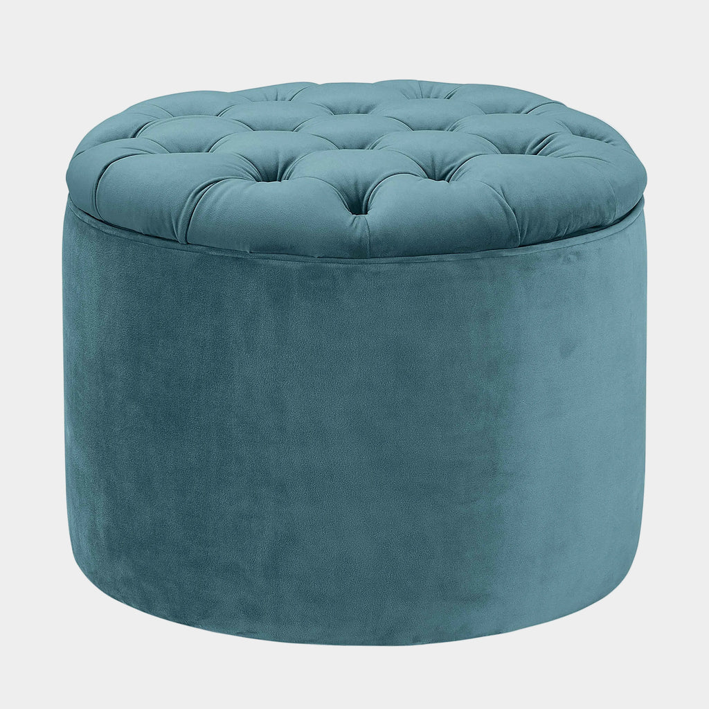 Queen Performance Velvet Round Storage Ottoman