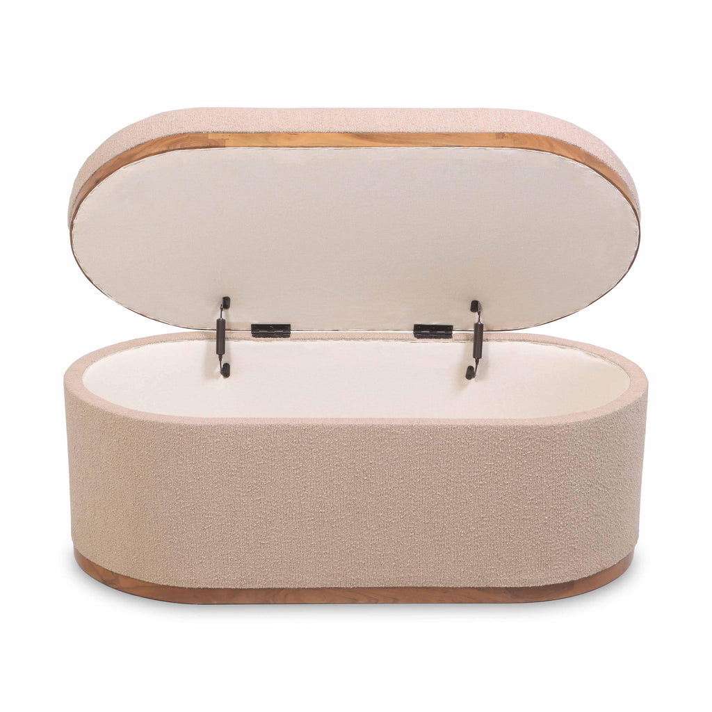 Olivier 41" Boucle Oval Storage Ottoman