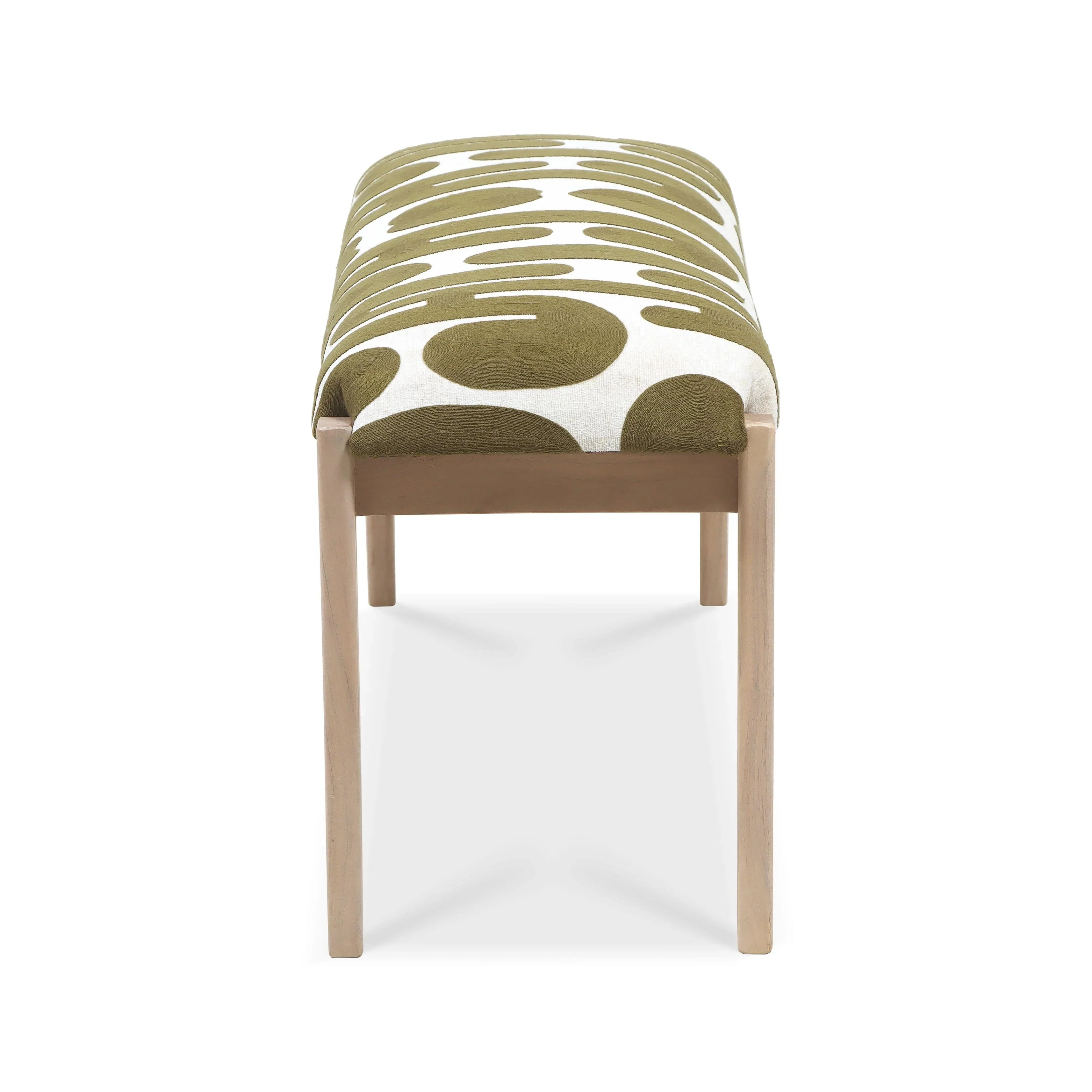 Arielle 48" Olive & White Embroidered Bench