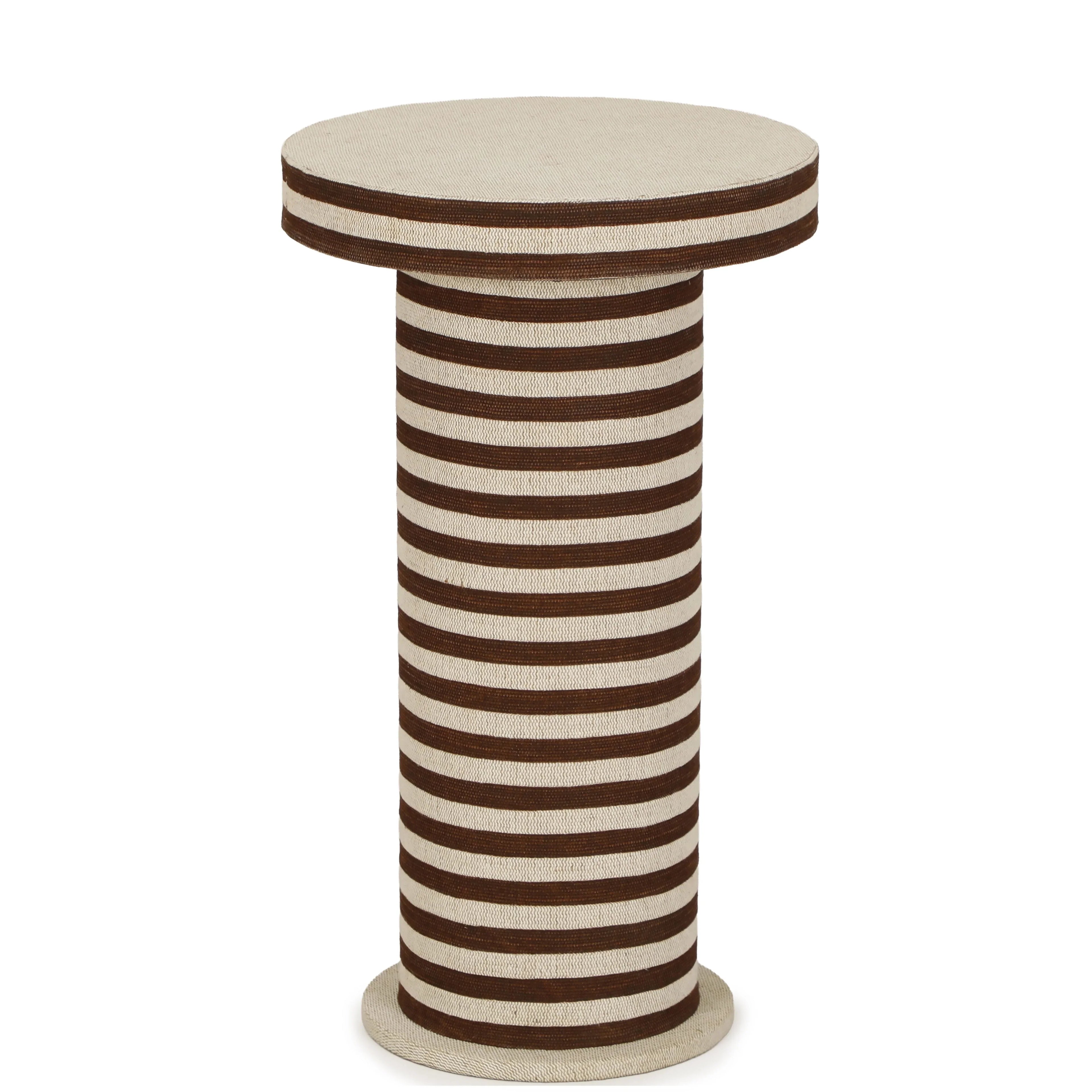 Lyra Natural Striped Cotton Jute Contract-Grade Side Table
