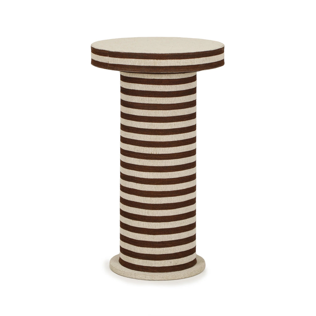 Lyra Natural Striped Cotton Jute Contract-Grade Side Table