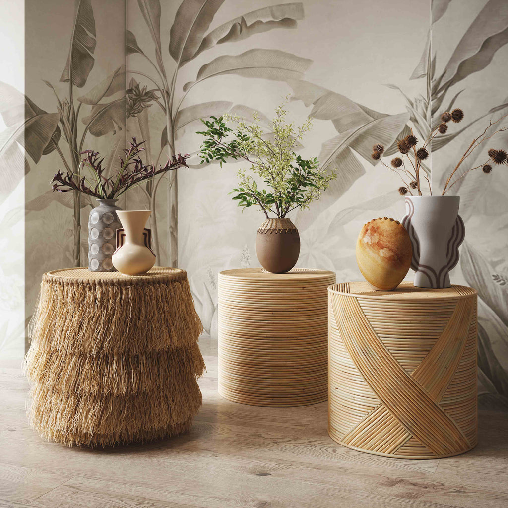 Matea Natural Rattan Arch Side Table