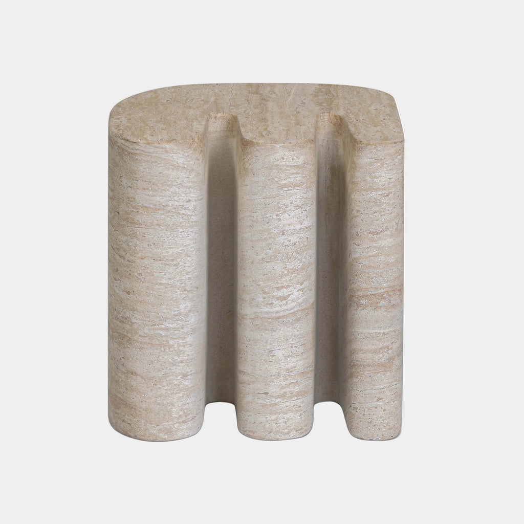 Thyme Faux Travertine Indoor/Outdoor Concrete Side Table