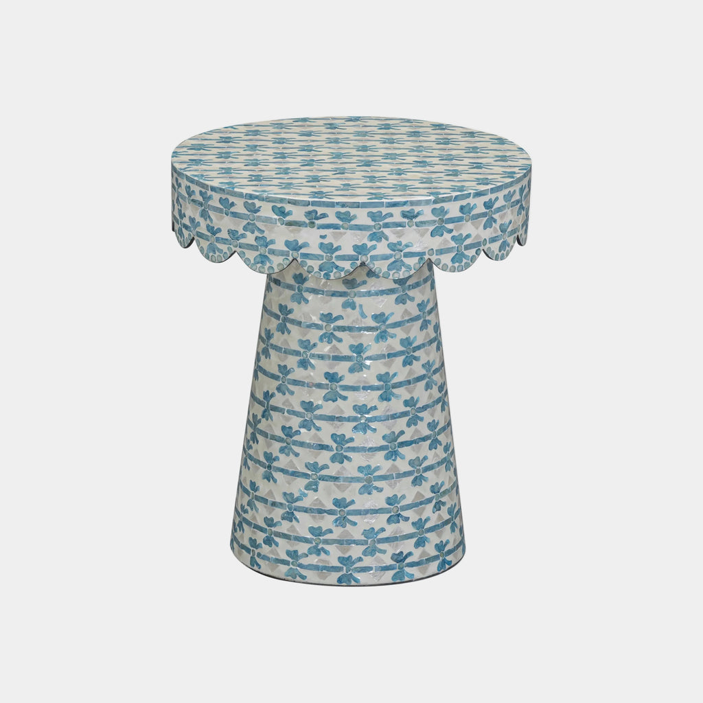 Lady Blue Ribbon Capiz Shell Round Side Table