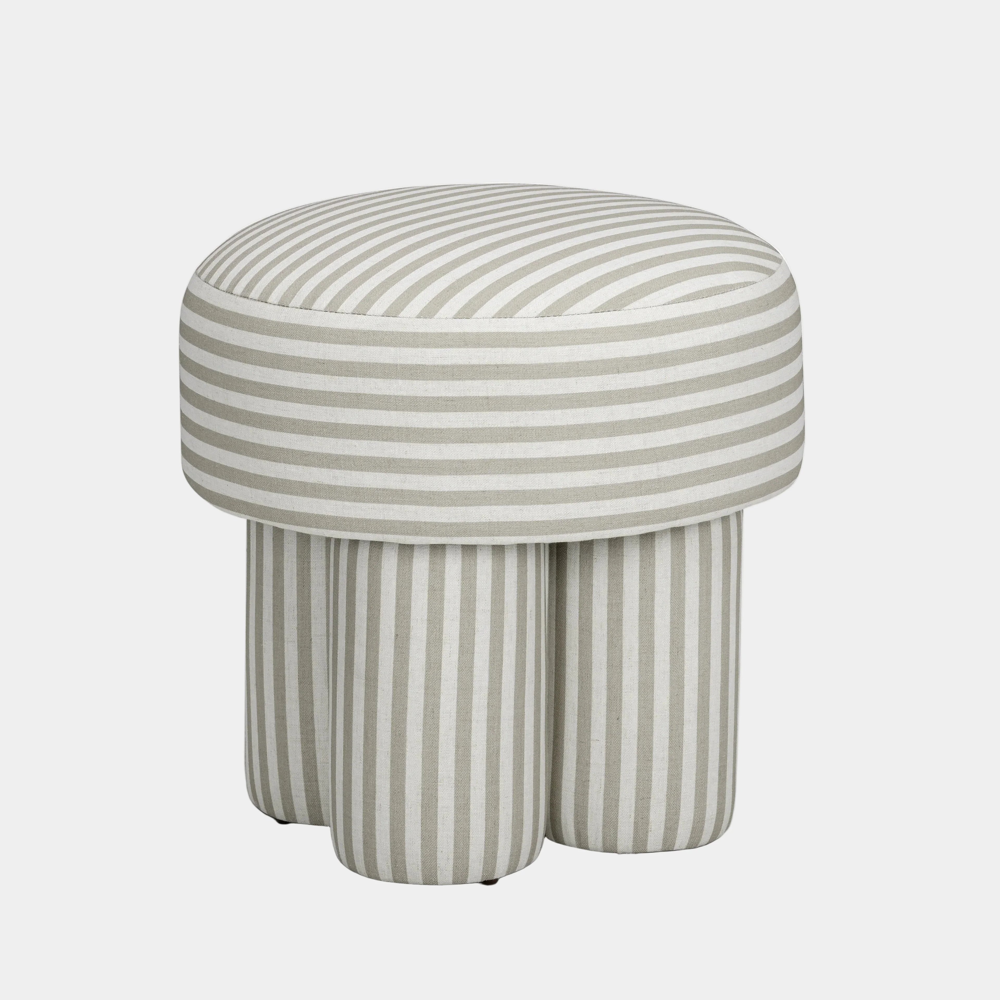 Masha Striped Performance Linen Accent Stool