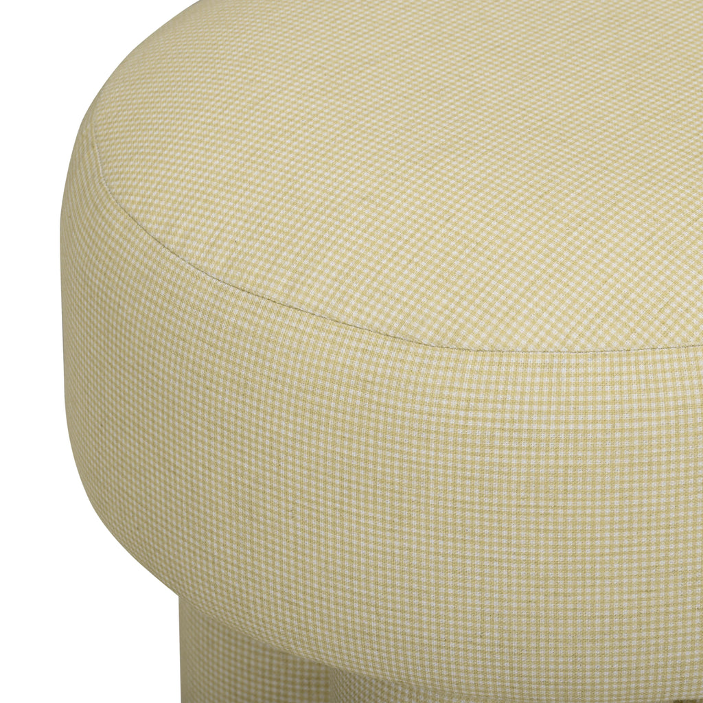 Masha Yellow Gingham Performance Linen Accent Stool