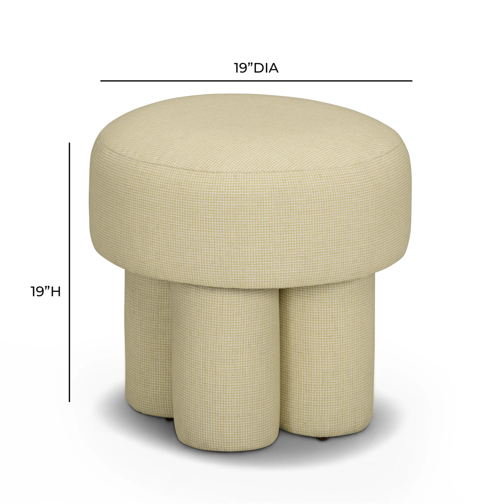 Masha Yellow Gingham Performance Linen Accent Stool