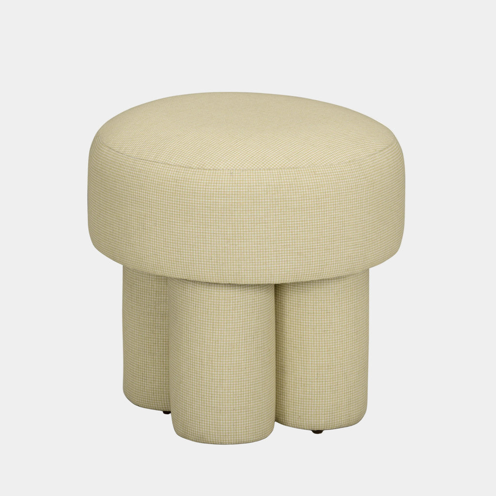 Masha Yellow Gingham Performance Linen Accent Stool
