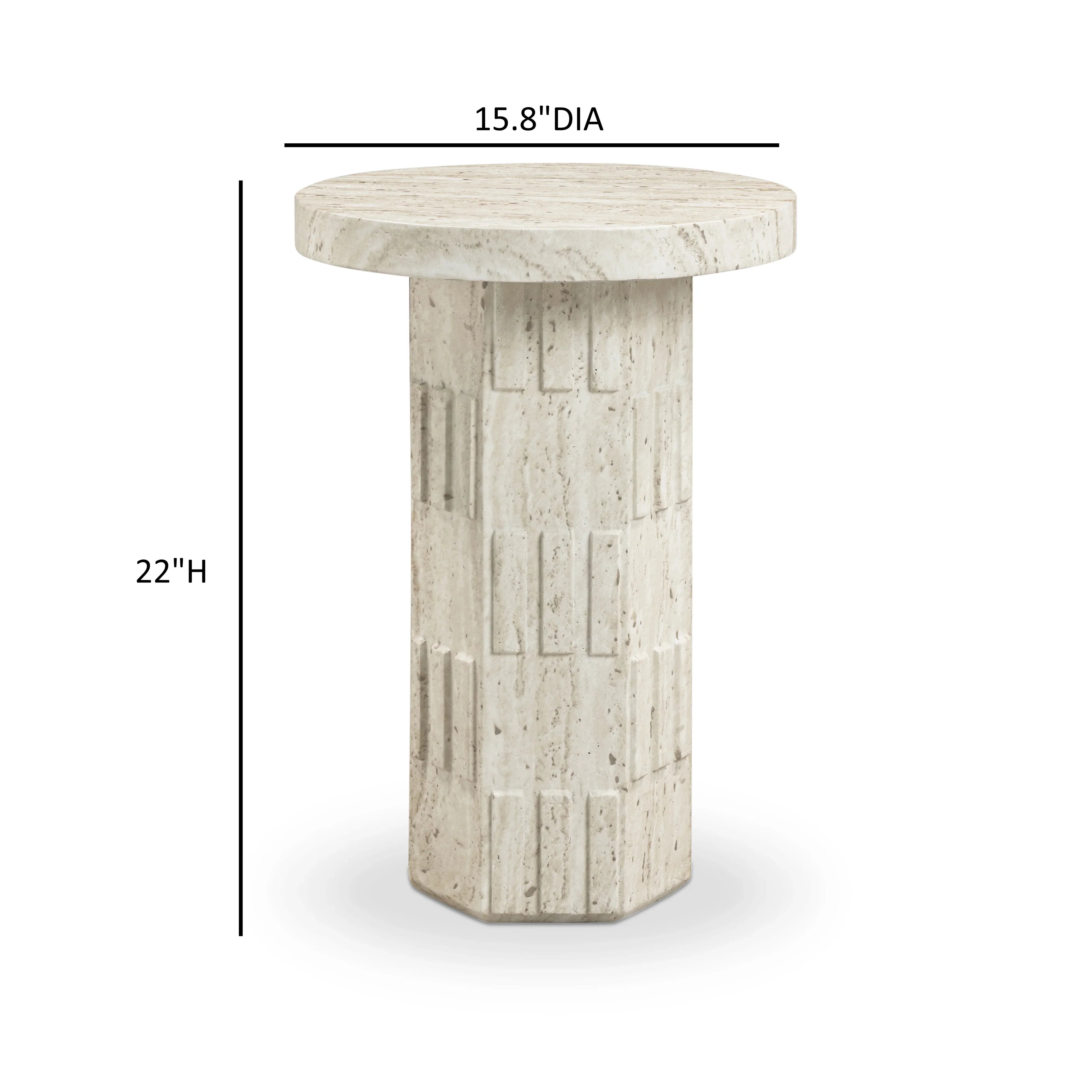 Asta Faux Travertine Indoor/Outdoor Concrete Side Table